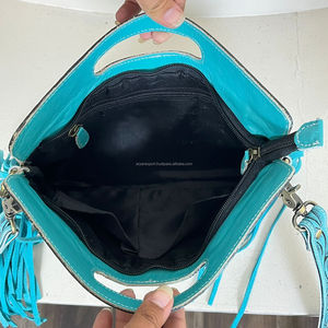 Latest Fashionable Women's <b>Bags</b> Customized Hand Tooled Cowhide Leather Handbags Handled Zipper <b>Crossbody</b> Shoulder Fringe <b>Bags</b> - Product Image 6