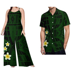Último Diseño Polinesio, Camisa Casual de Manga Corta para Hombre y Romper para Mujer, Conjuntos de 2 Piezas al por Mayor, Conjuntos Samoanos para Parejas - Product Image 1