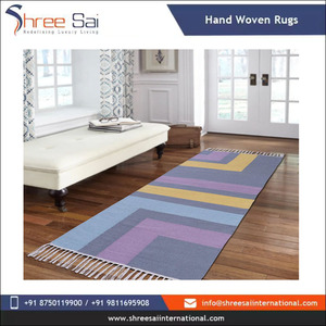 Alfombra de Lana Geométrica Moderna, Rectangular, Tejido Plano, Morado, Amarillo, Azul, Gris, con Flecos, Decoración para Sala de Estar, Producto Más Vendido - Product Image 3