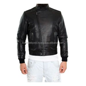 Blouson aviateur en cuir de vachette de qualité supérieure pour hommes et femmes, élégant, durable, imperméable, en toile, décontracté, pour moto, usage hivernal - Product Image 4