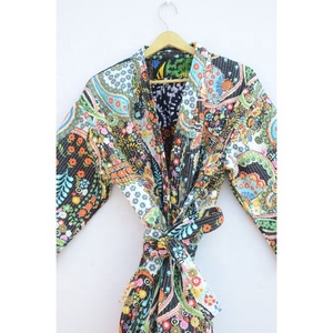Bata de algodón estilo bohemio para mujer, bata kimono con estampado floral de paisley, bata ligera, bata de baño estampada, bata para damas de honor. - Product Image 4