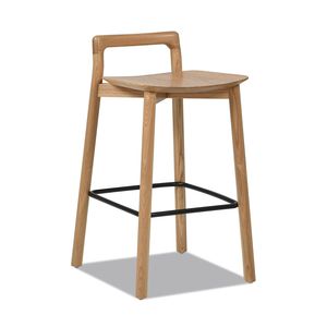 Sven 26.5 \ "moderno sgabello da banco minimalista con schienale basso in legno di frassino biondo naturale per isole cucina e carrelli - Product Image 4