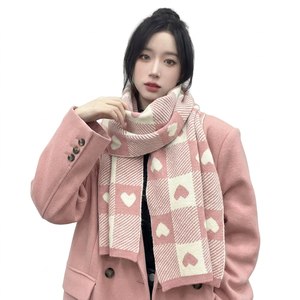 Écharpes tricotées à carreaux avec logo personnalisé, chaudes et polyvalentes pour femme, accessoire hivernal tendance, ambiance simple – Vente en gros - Product Image 2