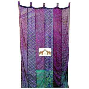Hot Sale Traditional Silk Saree <b>Curtains</b> with Decorative Colorful Prints <b>for</b> Temple Entrances Housewarming and Cultural Event - Product Image 3