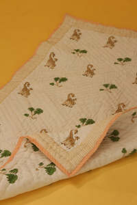Handmade Soft Breathable Hand-block <b>Printed</b> <b>Safari</b> Giraffe Baby Cotton Quilt Reversible <b>Nursery</b> Dohar & Toddler Play Quilt - Product Image 3