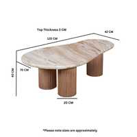 Table basse ovale moderne de luxe avec plateau relevable en marbre durable et base cannelée en bois massif, LINIG FURNITURE WHOLESALE