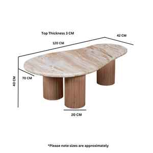 Mesa de Centro de Lujo con Tapa Elevable, Tapa de Mármol Duradera, Base Ovalada Moderna de Madera Maciza Acanalada, Muebles de Diseño LINIG al por Mayor - Product Image 5