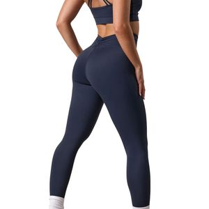 Women's Navy Blue Seam Detail <b>Legging</b> High Rise Stretch Fitness Pants Contour Workout Tights Activewear Gymwear Apparel - Product Image 5