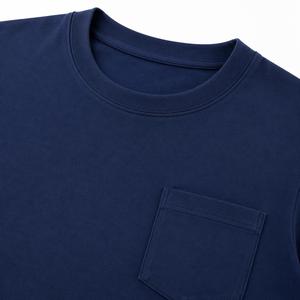 T-shirt décontracté pour homme, coupe classique, col rond, manches courtes, couleur unie, poche poitrine, tissu jersey polyester/coton, séchage rapide - Product Image 4