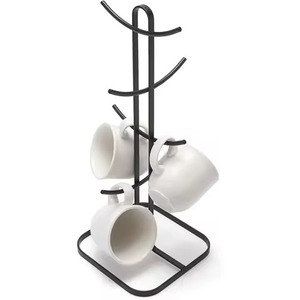 Support à tasses en métal torsadé doré, porte-tasses de cuisine, support de rangement pour comptoir, plateau à vaisselle, porte-tasses - Product Image 5