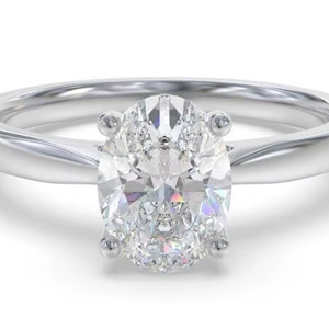 Elegant Oval Diamond Engagement <b>Ring</b> 0.30 Ct Lab Grown Diamond In 18K Yellow White Rose Gold And Platinum - Product Image 1