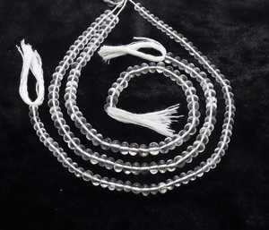 ลูกปัดคริสตัลสีขาวเรียบเนียนทรงรอนเดลล์ขนาด 5-6 มม. ลูกปัดคริสตัลทรงรอนเดลล์ขนาด 10 นิ้ว ลูกปัดคริสตัลใสธรรมชาติ - Product Image 1