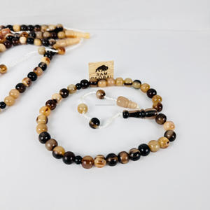 Tasbih islamique religieux fait à la main en corne véritable avec 33 perles de couleur blanche, compteur de prière musulman - Product Image 4