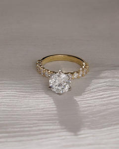 Igi/gia แล็บตัดเพชรวินเทจ14K สีเหลืองแหวนแต่งงาน/งานหมั้นใส่ได้ทั้งชายและหญิงสีขาวทองคุณภาพดีสำหรับงานปาร์ตี้ครบรอบ-คุ้มค่า - Product Image 1