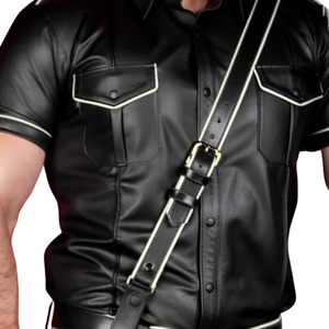 Cinturón de Piel de Oveja con Ribete para Hombre, Cinco Colores Disponibles, Hebilla de Acero Genuino de Primera Calidad, Herrajes Duraderos, Estilo Clásico para Club, 2.5 cm de Ancho - Product Image 5