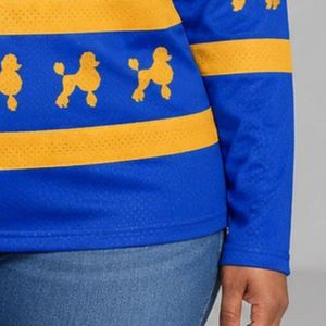 Premium Blue Sigma Gamma Rho Jersey T <b>shirt</b> SGRho Pretty Poodle <b>Shirt</b> Royal Blue <b>Gold</b> Long Sleeve Sorority - Product Image 6