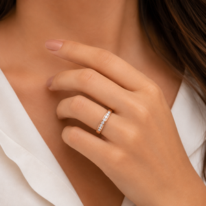 Luxury 14K Rose Gold Real Diamond Men's Wedding Band | Prong Set Pearl Religious Design | Anniversary Engagement Statement <b>Ring</b> - Product Image 2