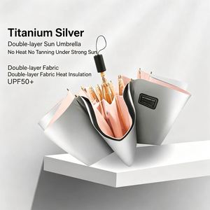 Modern Double Layers <b>Windproof</b> Travel <b>Umbrella</b> Compact Three-Folding Auto-Folding Withstands 12M/S Winds Sliver Coating 98Cm - Product Image 1