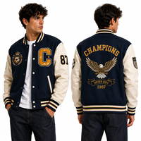 Blouson universitaire japonais brodé avec patchs sur le devant, couleur personnalisée, marque privée, échantillon rapide, vêtements de sport, service OEM