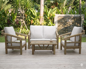 Modern Natural Bamboo Rattan Patio Furniture Set Outdoor Garden <b>Sofa</b> With <b>Waterproof</b> Cushion Eco Friendly Living Room Furniture - Product Image 2
