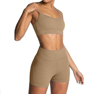 High Waist Seamless Yoga Shorts Solid Color Ruched Butt Four-Way Stretch Elastic Waist Spandex/Nylon Double <b>Layer</b> Strap - Product Image 2