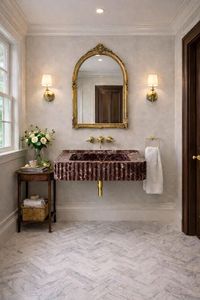 Lavabo de salle de bain moderne de luxe en marbre rouge à poser sur comptoir avec drain, écologique et résistant à l'eau pour usage en entrepôt - Product Image 2