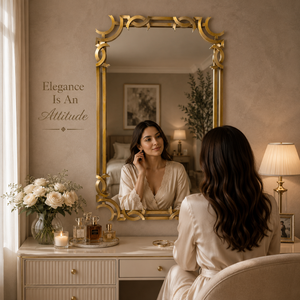 Luxury Geometric Gold Wall <b>Mirror</b> Modern Decorative <b>Rectangular</b> Accent <b>Mirror</b> Elegant Metal Frame Vanity <b>Mirror</b> for Living Room - Product Image 2