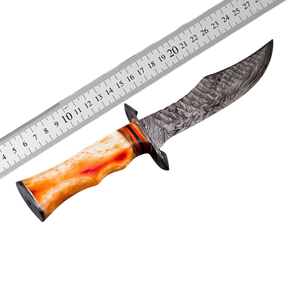 Cuchillo Bowie de Caza Hecho a Mano con Patrón de Damasco, Hoja Fija, Cuchillo Utilitario para Exteriores con Protector, Proveedor Mayorista OEM ODM - Product Image 5