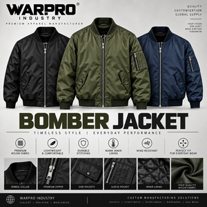 Men Bomber Jacket Premium Nylon Lightweight Windproof Casual Streetwear Outerwear Custom Fashion Jacket Men Modern Utility <b>Fit</b> - Product Image 5