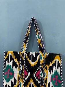Bolso Tote de Algodón Acolchado con Diseño Étnico de Pavo Real, Color Sólido, Cierre de Cremallera, Asas Largas, Portátil para Verano, Playa, Compras Diarias y Viajes - Product Image 2