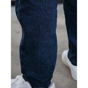 Jean en denim bleu tendance, style vintage moderne, coupe droite ample, léger, écologique, respirant, lavable, taille haute, idéal pour l'été - Product Image 4