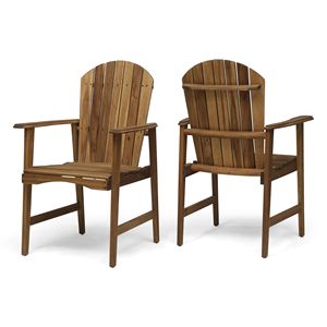 Set di 2 Sedie da Pranzo Adirondack in Legno di Acacia Resistenti alle Intemperie per Esterni, Finitura Naturale, Arredamento da Giardino - Product Image 2
