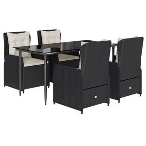 Ensemble de salle à manger de jardin en rotin noir 4 places, résistant aux intempéries, mobilier d'extérieur de style contemporain - Product Image 2