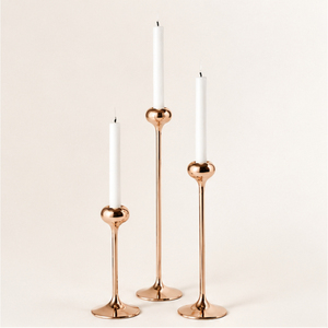 Vintage Rose Gold Metal Taper Candle Holders Set of 3 Elegant <b>Tall</b> <b>Candlestick</b> Stands Modern Home Tabletop Decoration - Product Image 1