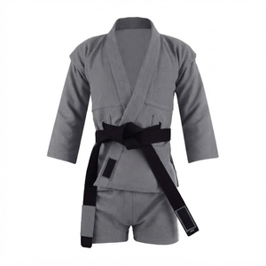 Chaqueta de Artes Marciales Gris Plateado Personalizada, Tejido de Algodón de Grano Grueso, Cintura Elástica, Alas de Hombro para Taekwondo, Cinturón a Juego, Deportes - Product Image 5