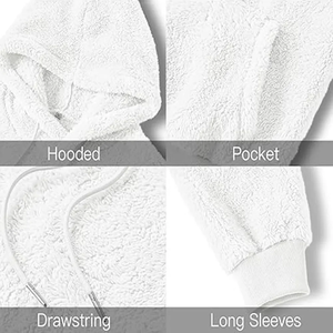 Men's <b>White</b> Fleece Pullover Hoodie 100% Cotton Hooded <b>Sweatshirt</b> with Kangaroo Pocket Drawstring Casual Winter Top hoodies - Product Image 6