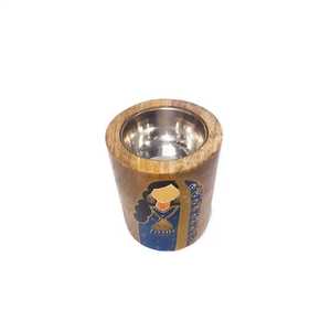 Brûleur d'encens en bois avec bol en métal et couvercle en maille, diffuseur d'aromathérapie pour usage domestique, en bois de santal, base verte - Product Image 3