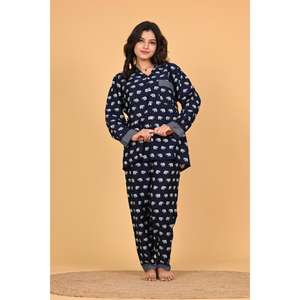 Conjunto de Pijama de Crepé Estampado para Mujer, Ropa de Dormir Suave, Conjunto de Dos Piezas Cómodo para Dormir - Product Image 3