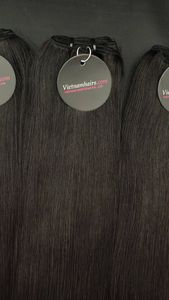 Extensions de cheveux Remy vietnamiens 100 % naturels, 20 pouces, noirs, à clipser, lisses et soyeux, teints, en gros - Product Image 3
