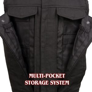 Gilet en cuir 'Brute' pour homme MDM3007 2025, denim noir, style club, doublure drapeau américain, fermeture à pression dissimulée, vêtements de course automobile et de moto - Product Image 3