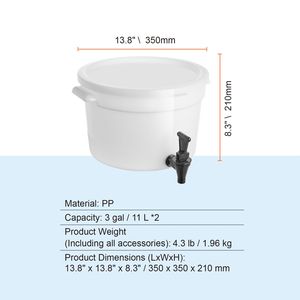 Dispenser per Bevande in Plastica da 3 Galloni con Rubinetto e Coperchio per Feste - Dispenser per Succhi, Tè Freddo, Limonata - Product Image 6