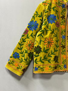 Handmade Velvet Suzani Jacket | Bohemian Women's Autumn/Winter <b>Coat</b> | Hand-Embroidered Eco-Friendly Cotton Indian Textile Floral - Product Image 5