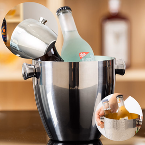 Cubo enfriador de vino de acero inoxidable aislado, cubo de hielo de doble pared para champán, para fiestas, bar en casa, venta al por mayor OEM a granel - Product Image 1