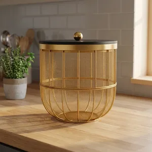 Panier et Conteneur de Rangement pour Légumes avec Support Décoratif en Bois Noir pour Comptoir, Idéal pour la Cuisine et les Restaurants - Product Image 6