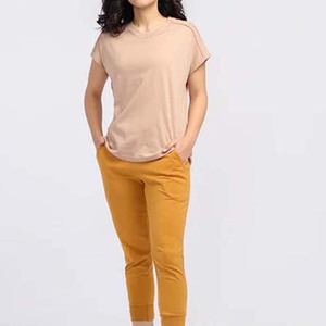 Eco-Friendly Women's Solid Color <b>Cap</b> <b>Sleeve</b> <b>T</b>-<b>Shirt</b> 100% Cotton Knitted Breathable Loose Fit O-Neck Casual Spring Summer Wear - Product Image 3