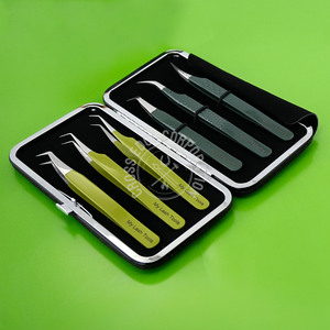 Professional Fiber Tip Lash Tweezers Curved Classic 90° Boot Volume Eyelash Extension Tweezer Stainless Steel <b>Tool</b> - Product Image 1