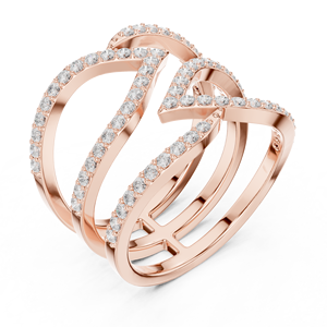 Luxury Rose <b>Gold</b> Pavé Lab Grown Diamond Crossover <b>Cocktail</b> <b>Ring</b> Fine Jewelry Gift for Women - Product Image 4