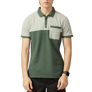 เสื้อโปโลชายแขนสั้นสีตัดต่อ ทรงเข้ารูป ผ้าคอตตอนผสม ระบายอากาศได้ดี รับทำโลโก้ตามสั่ง ขายส่ง OEM - Product Image 1