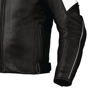 Men's <b>Black</b> White Full Sleeve Leather Motorcycle <b>Jacket</b> Windproof All Seasons Racing Wear - Product Image 3