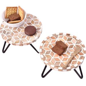 Support à gâteau en bois fusionné avec résine époxy de luxe, fait à la main, avec pieds en métal, pour les événements d'anniversaire, les fêtes et la décoration de table moderne - Product Image 1